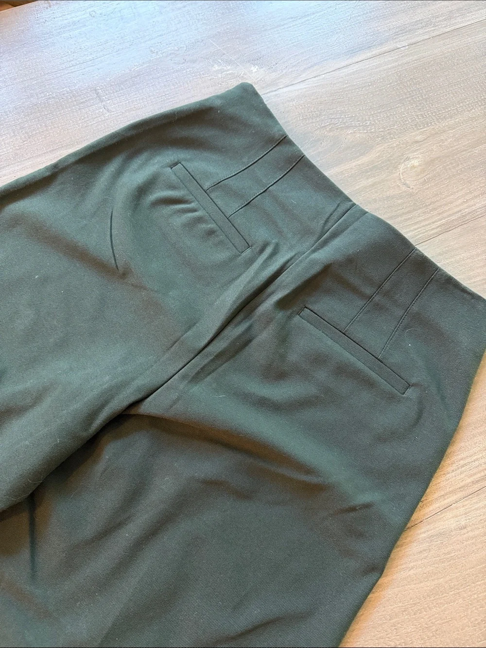 LOFT Dark Green Wide-Leg Cropped Pants